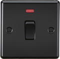 Knightsbridge MLA CL834NMBB 20A 1G DP Switch with Neon - Rounded Edge Matt Black