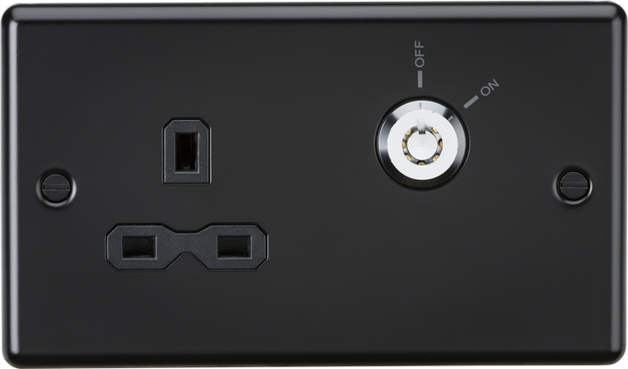 Knightsbridge MLA CL9LOCKMB 13A 1G DP Lockable socket - Matt Black