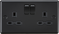 Knightsbridge MLA CL9MBB 13A 2G DP Switched Socket - Rounded Edge Matt Black
