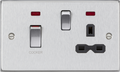 Knightsbridge MLA CS83MNBC 45A DP Switch & 13A Socket with Neons - Brushed Chrome with Black Insert