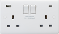 Knightsbridge MLA  CU9931D 13A 2G DP Switched Socket with Dual USB A+C [5V DC 3.1A shared] Max. 15.5W