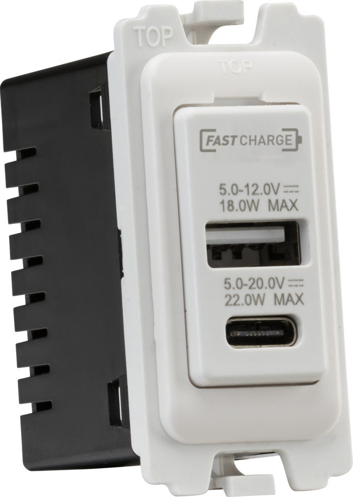 Knightsbridge MLA  CUGMUSB Dual USB A+C Module 20V DC 1.1A [22W FASTCHARGE]