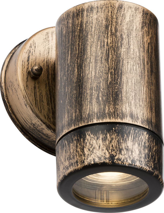 Knightsbridge MLA EA1BB EAMON - 230V IP54 GU10 Polycarbonate Single Wall light - Brushed Brass
