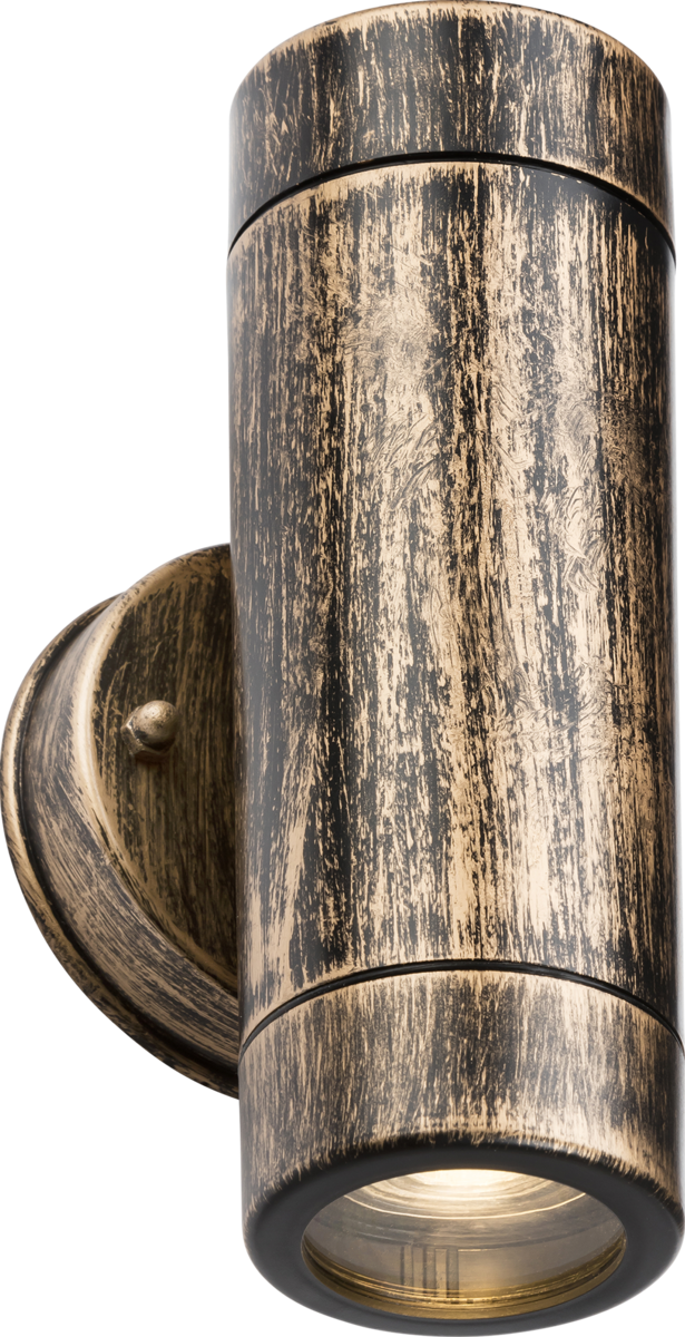 Knightsbridge MLA EA2BB EAMON - 230V IP54 GU10 Polycarbonate Up/Down Wall light - Brushed Brass
