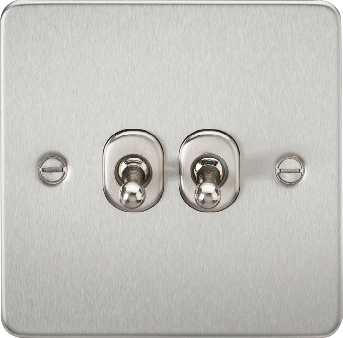 Knightsbridge MLA FP2TOGBC Flat Plate 10AX 2G 2-way toggle switch - brushed chrome