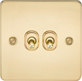 Knightsbridge MLA FP2TOGPB Flat Plate 10AX 2G 2-way toggle switch - polished brass