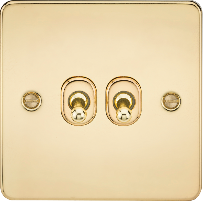 Knightsbridge MLA FP2TOGPB Flat Plate 10AX 2G 2-way toggle switch - polished brass