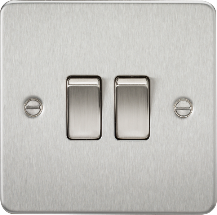 Knightsbridge MLA FP3000BC Flat Plate 10AX 2G 2-way switch - brushed chrome