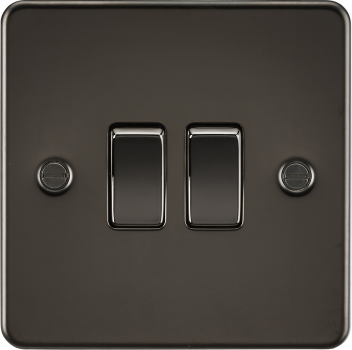 Knightsbridge MLA FP3000GM Flat Plate 10AX 2G 2-way switch - gunmetal