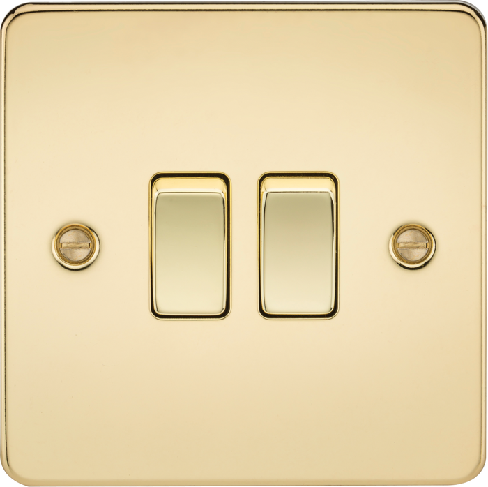 Knightsbridge MLA FP3000PB Flat Plate 10AX 2G 2-way switch - polished brass