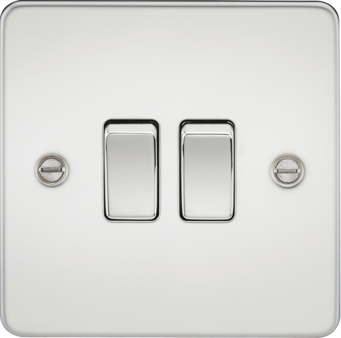 Knightsbridge MLA FP3000PC Flat Plate 10AX 2G 2-way switch - polished chrome