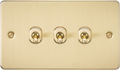 Knightsbridge MLA FP3TOGBB Flat Plate 10AX 3G 2-way toggle switch - brushed brass
