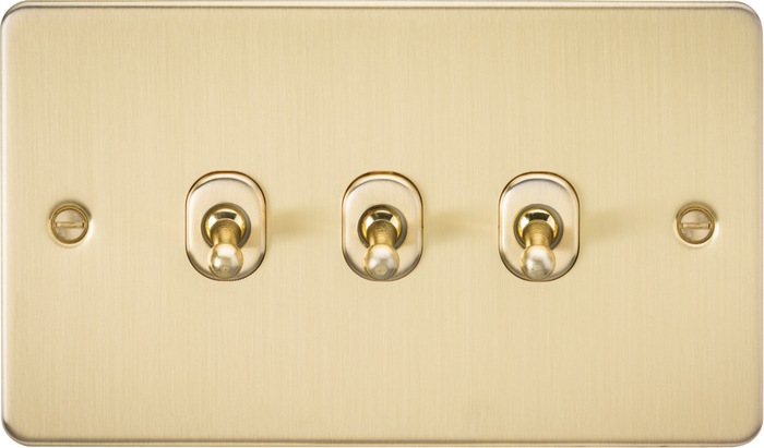 Knightsbridge MLA FP3TOGBB Flat Plate 10AX 3G 2-way toggle switch - brushed brass