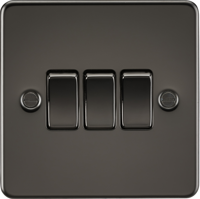 Knightsbridge MLA FP4000GM Flat plate 10AX 3G 2-way switch - gunmetal