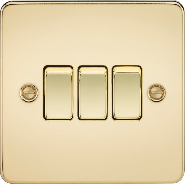 Knightsbridge MLA FP4000PB Flat Plate 10AX 3G 2-way switch - polished brass