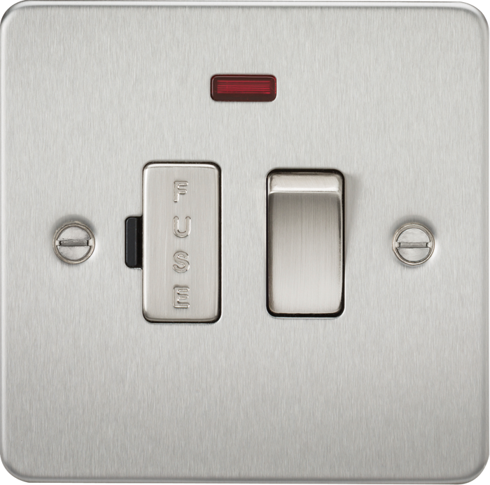 Knightsbridge MLA FP6300NBC Flat Plate 13A switched fused spur unit with neon - brushed chrome