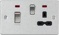 Knightsbridge MLA FPR83MNBC 45A DP Switch & 13A Socket with Neons - Brushed Chrome with Black Insert