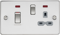 Knightsbridge MLA FPR83MNPCG 45A DP Switch & 13A Socket with Neons - Polished Chrome with Grey Insert
