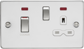 Knightsbridge MLA FPR83MNPCW 45A DP Switch & 13A Socket with Neons - Polished Chrome with White Insert