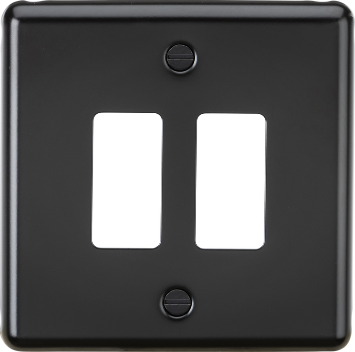 Knightsbridge MLA GDCL2MB 2G Grid Faceplate - Rounded Edge Matt Black