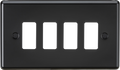 Knightsbridge MLA GDCL4MB 4G Grid Faceplate - Rounded Edge Matt Black
