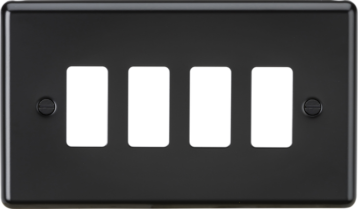 Knightsbridge MLA GDCL4MB 4G Grid Faceplate - Rounded Edge Matt Black