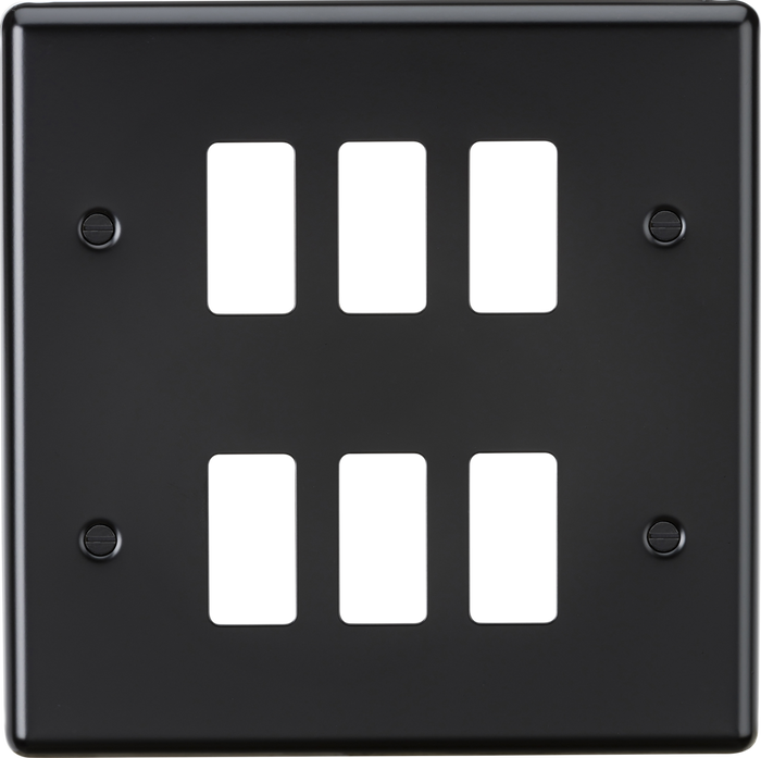 Knightsbridge MLA GDCL6MB 6G Grid Faceplate - Rounded Edge Matt Black
