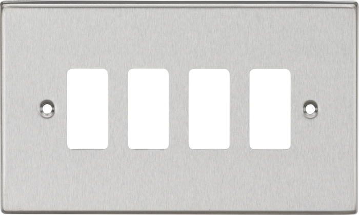 Knightsbridge MLA GDCS4BC 4G Grid Faceplate - Square Edge Brushed Chrome