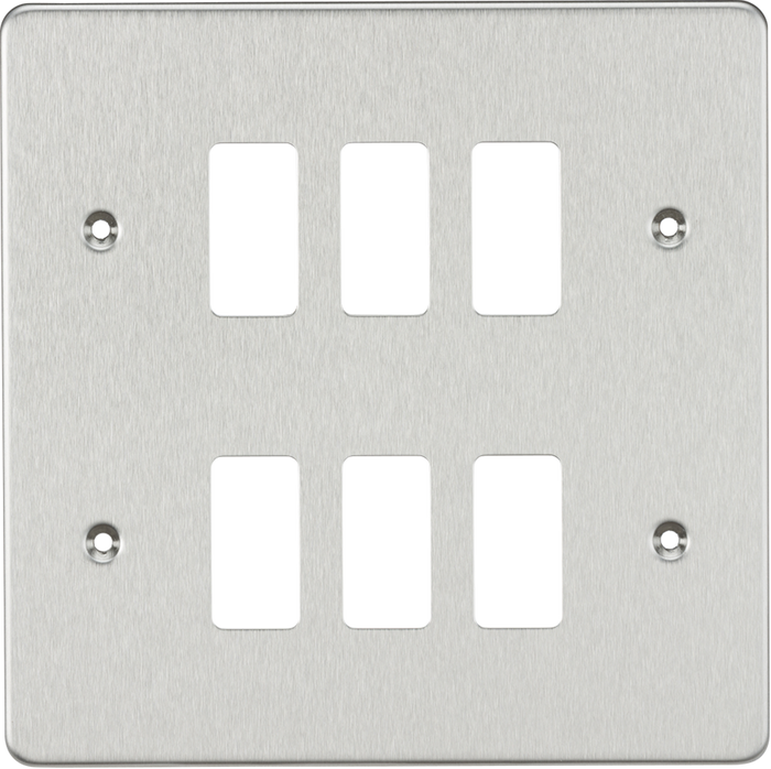 Knightsbridge MLA GDFP006BC Flat plate 6G grid faceplate - brushed chrome