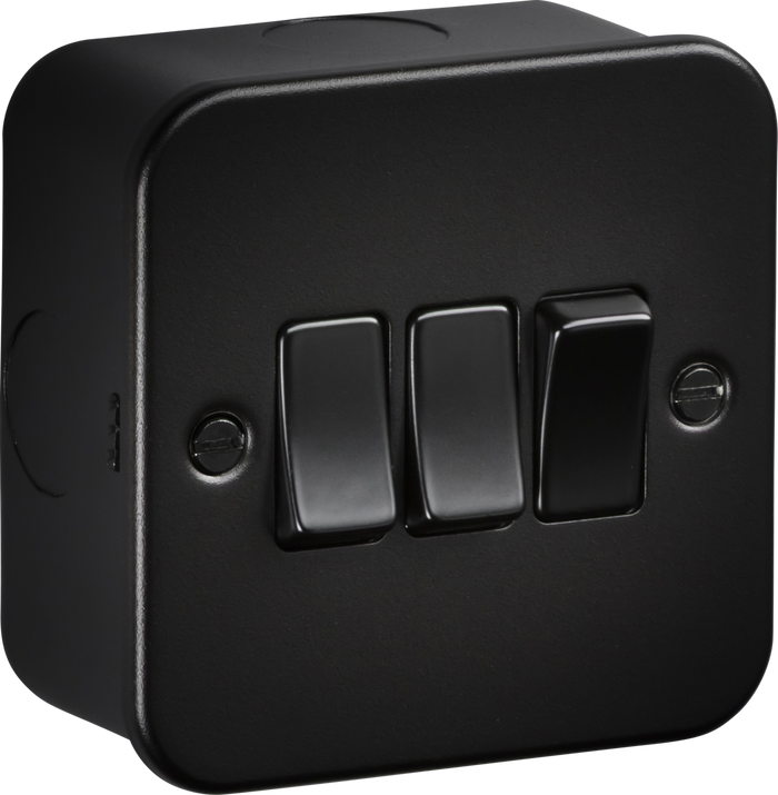 Knightsbridge MLA M4000TB Metalclad 10AX 3G 2-way Switch - Textured Sand Black Finish