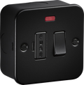 Knightsbridge MLA M6300NTB Metalclad 13A Switched Fused Spur with Neon - Textured Sand Black Finish