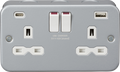 Knightsbridge MLA MR9940 Metal Clad 13A 2G SP Switched Socket with dual USB C+A 5V DC 4.0A [shared]