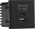 Knightsbridge MLA NETUSBPDBK Dual USB charger A+C (18W QC / 45W USB-PD) 50 x 50mmm - black