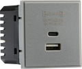 Knightsbridge MLA NETUSBPDGY Dual USB charger A+C (18W QC / 45W USB-PD) 50 x 50mmm - grey