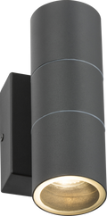 Knightsbridge MLA OWALL02AP 230V IP54 GU10 Up and Down Wall Light with Photocell Sensor - Anthracite