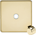 Knightsbridge MLA Screwless SF1DIMPB 1G Dimmer Plate with Matching Metal Dimmer Cap - Polished Brass