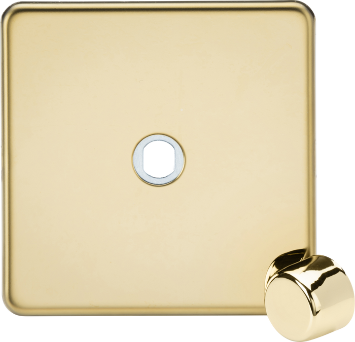 Knightsbridge MLA Screwless SF1DIMPB 1G Dimmer Plate with Matching Metal Dimmer Cap - Polished Brass