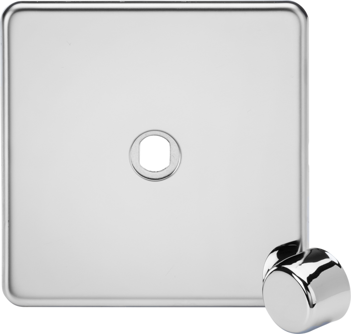 Knightsbridge MLA Screwless SF1DIMPC 1G Dimmer Plate with Matching Metal Dimmer Cap - Polished Chrome