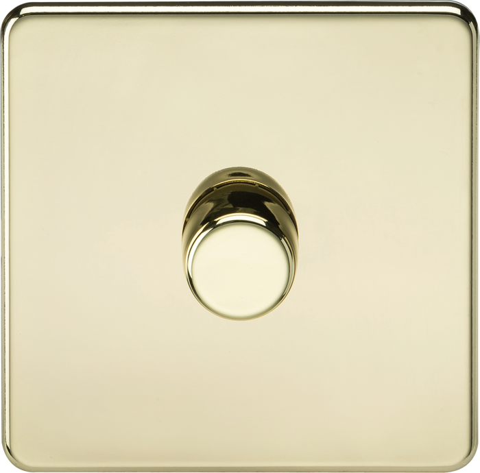 Knightsbridge MLA Screwless SF2191PB 1G 2-way 10-200W (5-150W LED) Intelligent dimmer - Polished Brass