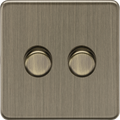Knightsbridge MLA Screwless SF2192AB 2G 2-way 10-200W (5-150W LED) Intelligent dimmer - Antique Brass