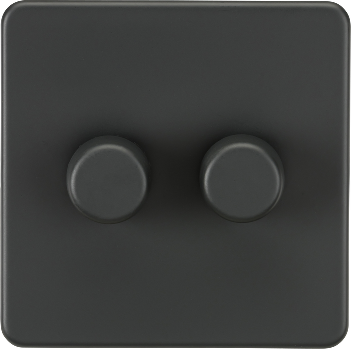 Knightsbridge MLA Screwless SF2192AT 2G 2-way 10-200W (5-150W LED) Intelligent dimmer - Anthracite