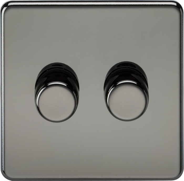 Knightsbridge MLA Screwless SF2192BN 2G 2-way 10-200W (5-150W LED) Intelligent dimmer -Black Nickel