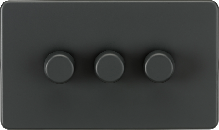 Knightsbridge MLA Screwless SF2193AT 3G 2-way 10-200W (5-150W LED) Intelligent dimmer - Anthracite