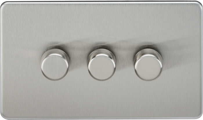 Knightsbridge MLA Screwless SF2193BC 3G 2-way 10-200W (5-150W LED) Intelligent dimmer - Brushed Chrome