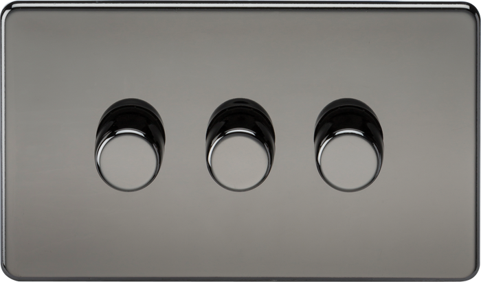 Knightsbridge MLA Screwless SF2193BN 3G 2-way 10-200W (5-150W LED) Intelligent dimmer - Black Nickel