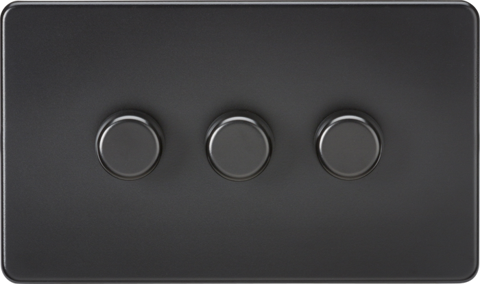 Knightsbridge MLA Screwless SF2193MBB 3G 2-way 10-200W (5-150W LED) Intelligent dimmer - Matt Black