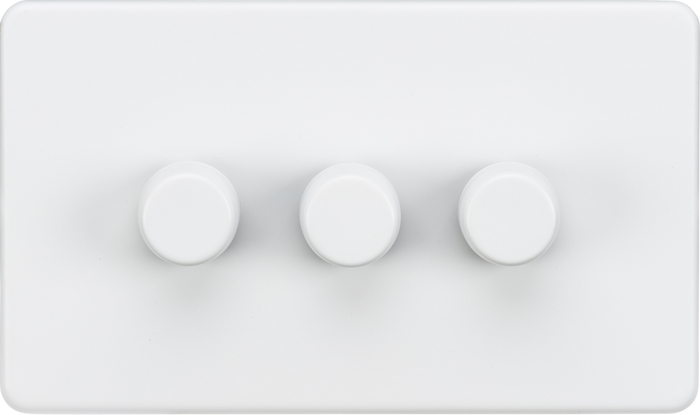 Knightsbridge MLA Screwless SF2193MW 3G 2-way 10-200W (5-150W LED) Intelligent dimmer - Matt White