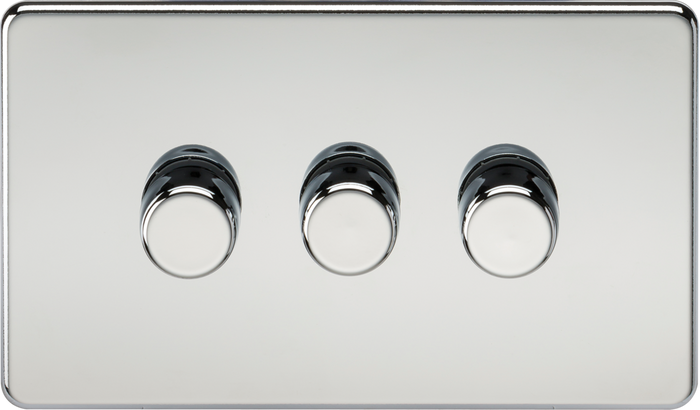 Knightsbridge MLA Screwless SF2193PC 3G 2-way 10-200W (5-150W LED) Intelligent dimmer - Polished Chrome