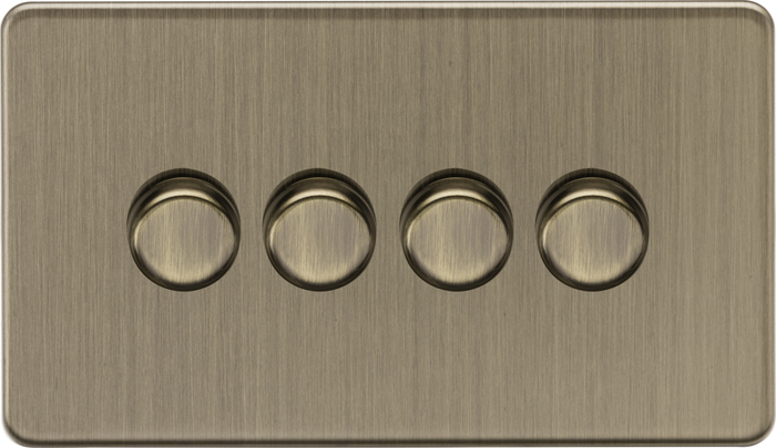 Knightsbridge MLA Screwless SF2194AB 4G 2-way 10-200W (5-150W LED) Intelligent dimmer - Antique Brass