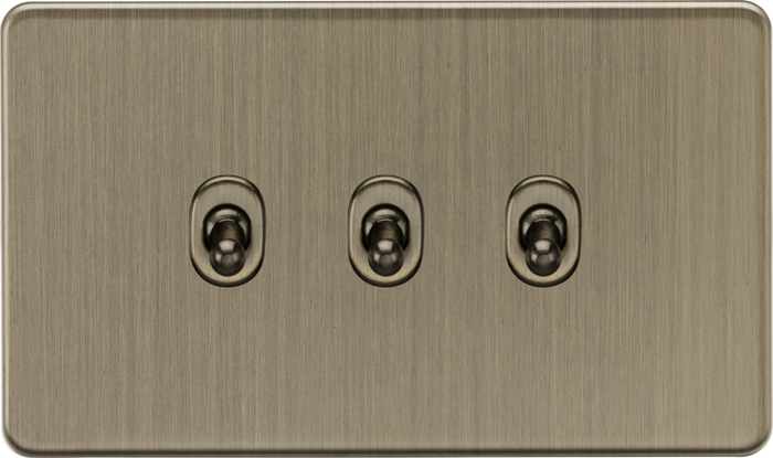 Knightsbridge MLA Screwless SF3TOGAB 10AX 3G 2-way Toggle Switch - Antique Brass